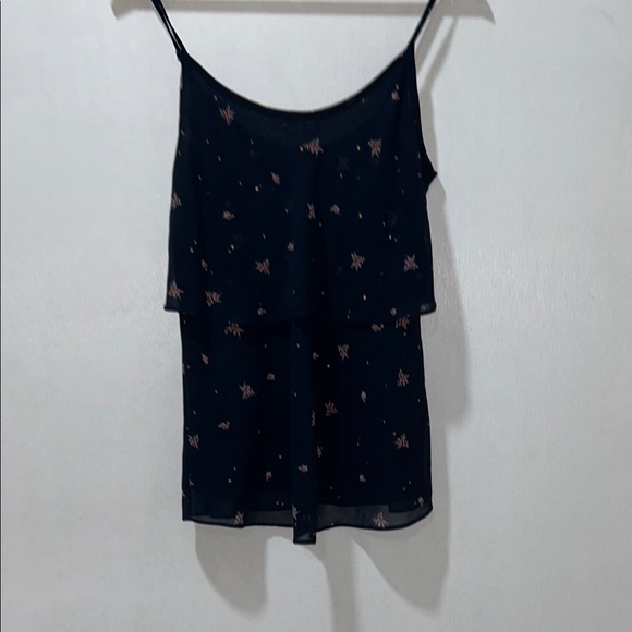 CABI WOMENS SLEEVELESS DOUBLE LAYER BLACK FLORAL TOP Sz XS - Picture 2 of 9